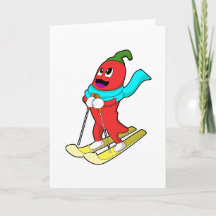 Peper als skiër met ski kaart
