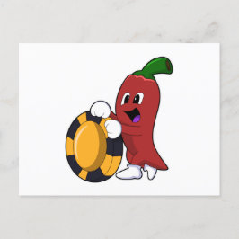 Peper bij Poker met Pokerfiches Briefkaart