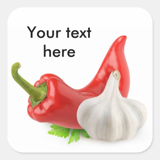 Peper en knoflook vierkante sticker (Voorkant)