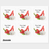Peper en knoflook vierkante sticker (Vel)