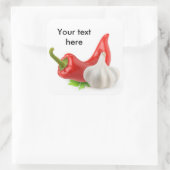 Peper en knoflook vierkante sticker (Tas)