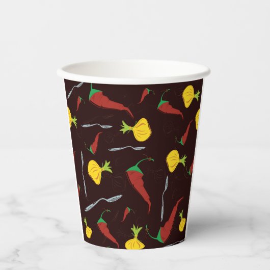 Peper en uien papieren bekers (Voorkant)