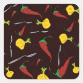 Peper en uien vierkante sticker (Voorkant)