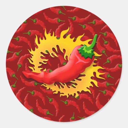 Peper met Flame Classic Ronde Sticker (Voorkant)