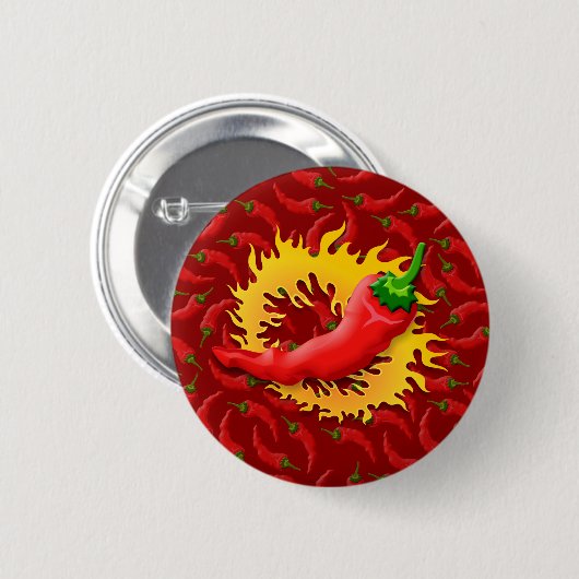 Peper met vlam ronde button 5,7 cm (Voorkant /achterkant)