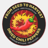 Peper met vlametiket ronde sticker (Voorkant)