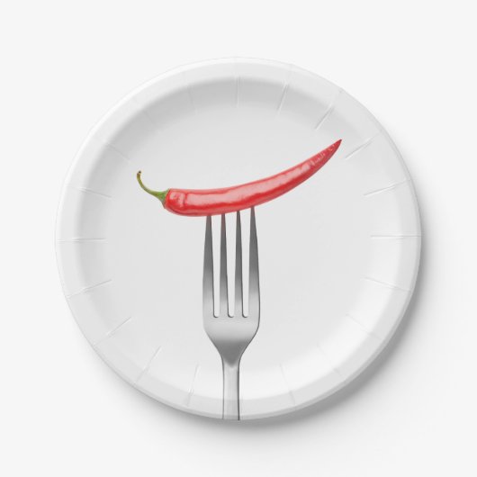 Peper op een vork papieren bordje (Voorkant)