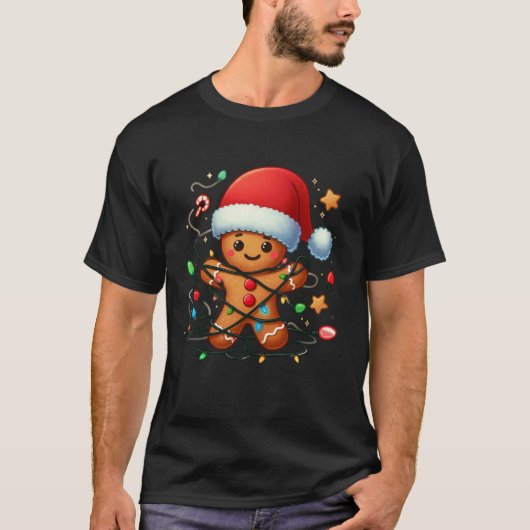 peperkoek man kerstmuts t-shirt (Voorkant)