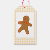 peperkoek man op Tan Gingham Cadeaulabel (Voorkant)