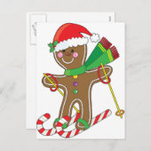 peperkoek-skiër feestdagenkaart (Voorkant / Achterkant)
