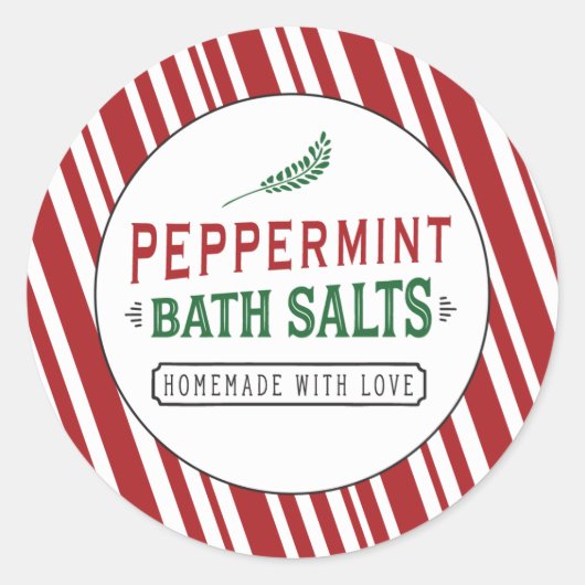 Pepermunt badzout labels op maat Sticker rond (Voorkant)