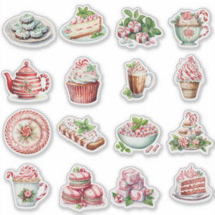 Pepermunt behandelt rood en groen sticker