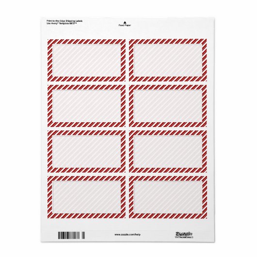 Pepermunt Candy Cane Stripe Verzendlabels Etiket (Full Sheet)
