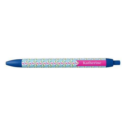 Pepermunt Christmas Blue Zwarte Inkt Pen (Voorkant)