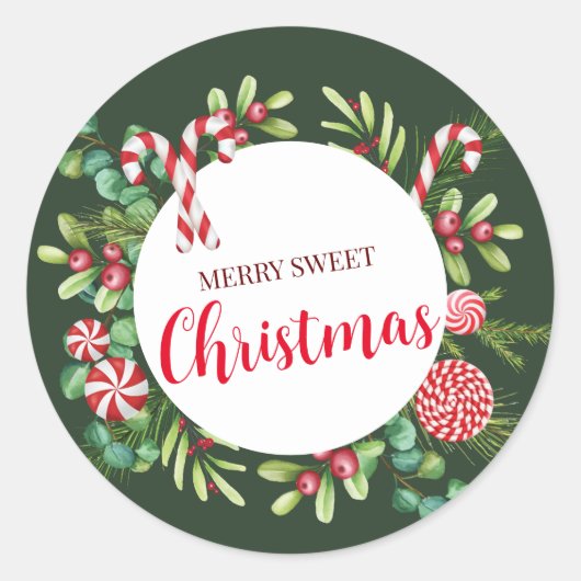 Pepermunt Elegantie Ronde Sticker (Voorkant)