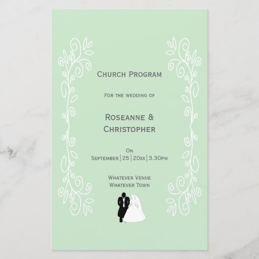 Pepermunt gekleurde bruid en bruidegom ontwerp bru (Voorkant)