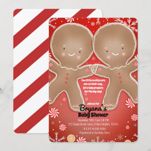 Pepermunt Gingersnap Tweeling Kerst Baby Shower Kaart