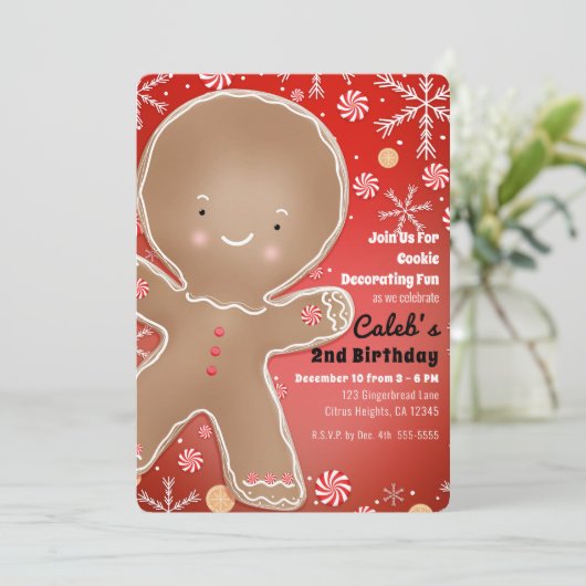 Pepermunt Kerstman Verjaardagsfeestje Kaart (Staand voorkant)