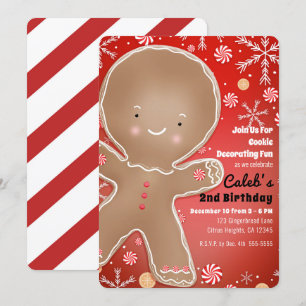 Pepermunt Kerstmannetje Verjaardagsfeestje Holiday Kaart