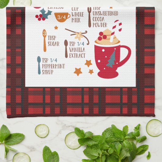 Pepermunt Mocha Recept Feestelijke Kerst Custom Theedoek (Gevouwen)