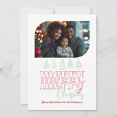 Pepermunt Pop Moderne Retro Doodle Kerst Foto Feestdagenkaart (Voorkant)