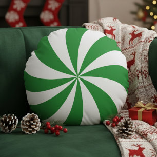 Pepermunt Snoepje Draai Groen Kerstvakantie Rond Kussen