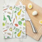 Pepers Erwten Squash Aardappel Waterverf Groenten Theedoek (Quarter Fold)