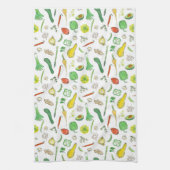 Pepers Erwten Squash Aardappel Waterverf Groenten Theedoek (Verticaal)