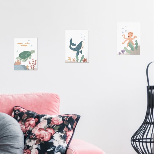 Pépinière Océan Animaux ensemble d'affiches 3 (Salon)