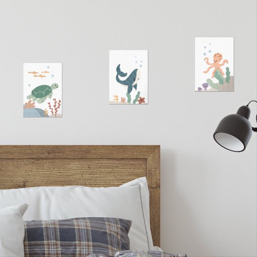 Pépinière Océan Animaux ensemble d'affiches 3 (Chambre à coucher)