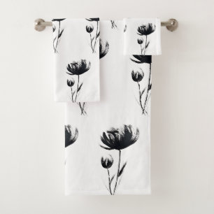 Pépites noires Fleurs Abstraites Jardin Floral