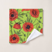 Pépites, rouge et vert sur le vert citron (Gant de toilette)