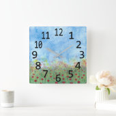 Pépites rouges dans l'aquarelle de champ Horloges  (Maison)