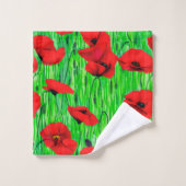Pépites rouges dans un champ vert (Gant de toilette)