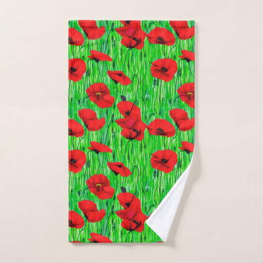 Pépites rouges dans un champ vert (Serviette à main)