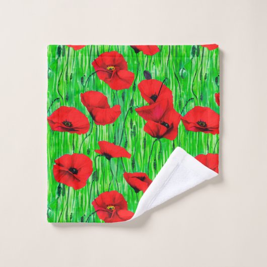 Pépites rouges dans un champ vert (Gant de toilette)