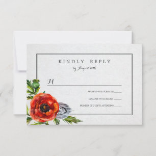 Pépites rouges Floral Watercolor Wedding RSVP