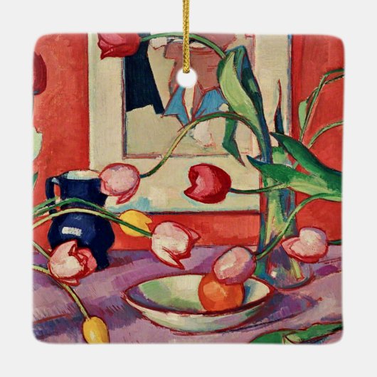 Peploe - Tulpen, De Blauwe Kan Keramisch Ornament (Achterkant)