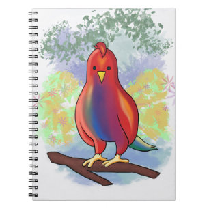 Pepo-papegaai cartoon op spirituale laptop notitieboek