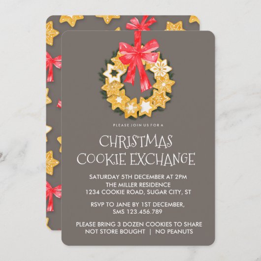 Pepparkakor Christmas Cookie Exchange Invitation (Devant / Derrière)