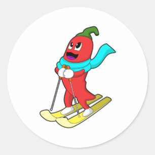 Pepper as Skier Ronde Sticker