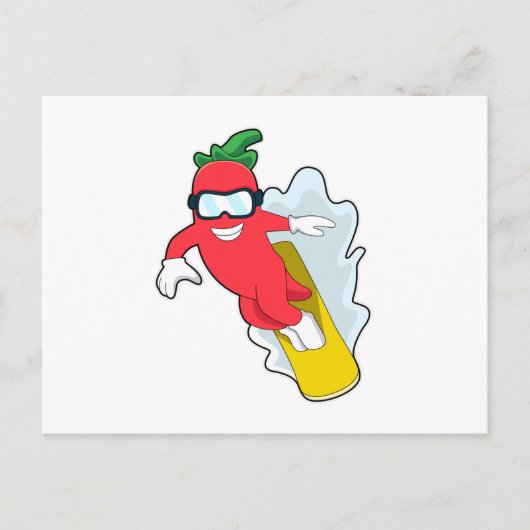 Pepper bij Snowboarden met Snowboard Briefkaart (Voorkant)