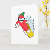 Pepper bij snowboarden met snowboard kaart (Gele Bloem)