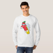 Pepper bij Snowboarding met Snowboard T-shirt (Voorkant volledig)