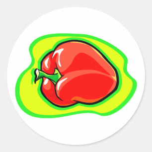 Pepper habanero op felgeel groen.png ronde sticker