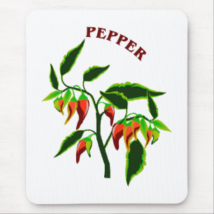 Pepper plant, grafisch met woordpeper muismat