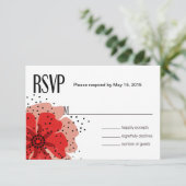 Pepper Poppies RSVP red Kaartje (Staand voorkant)