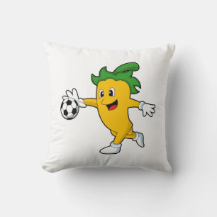 Pepper Vegan als Voetbalspeler met Soccer.PNG Kussen