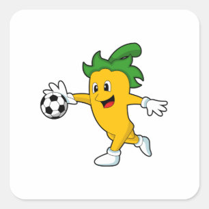 Pepper Vegan als Voetbalspeler met Soccer.PNG Vierkante Sticker