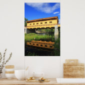 Pepperell MA New Covered Bridge River Uitzicht Poster (Keuken)